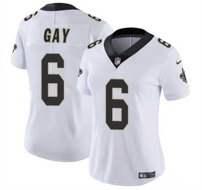Women%27s New Orleans Saints #6 Willie Gay White Vapor Football Stitched Limited Jersey Dzhi->women nfl jersey->Women Jersey